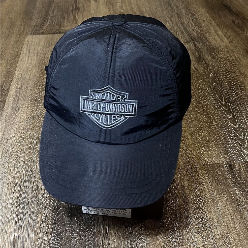 Harley Davidson Hat Black Padded Lined Helmet Strapback Adjustable Biker Moto