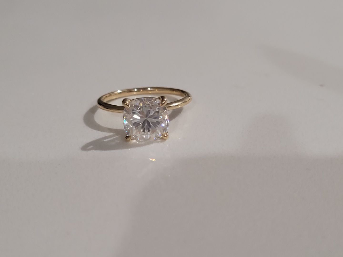 *SALE* 3ct Cushion cut Genuine Moissanite 14k solid Gold Engagement Ring Size 7