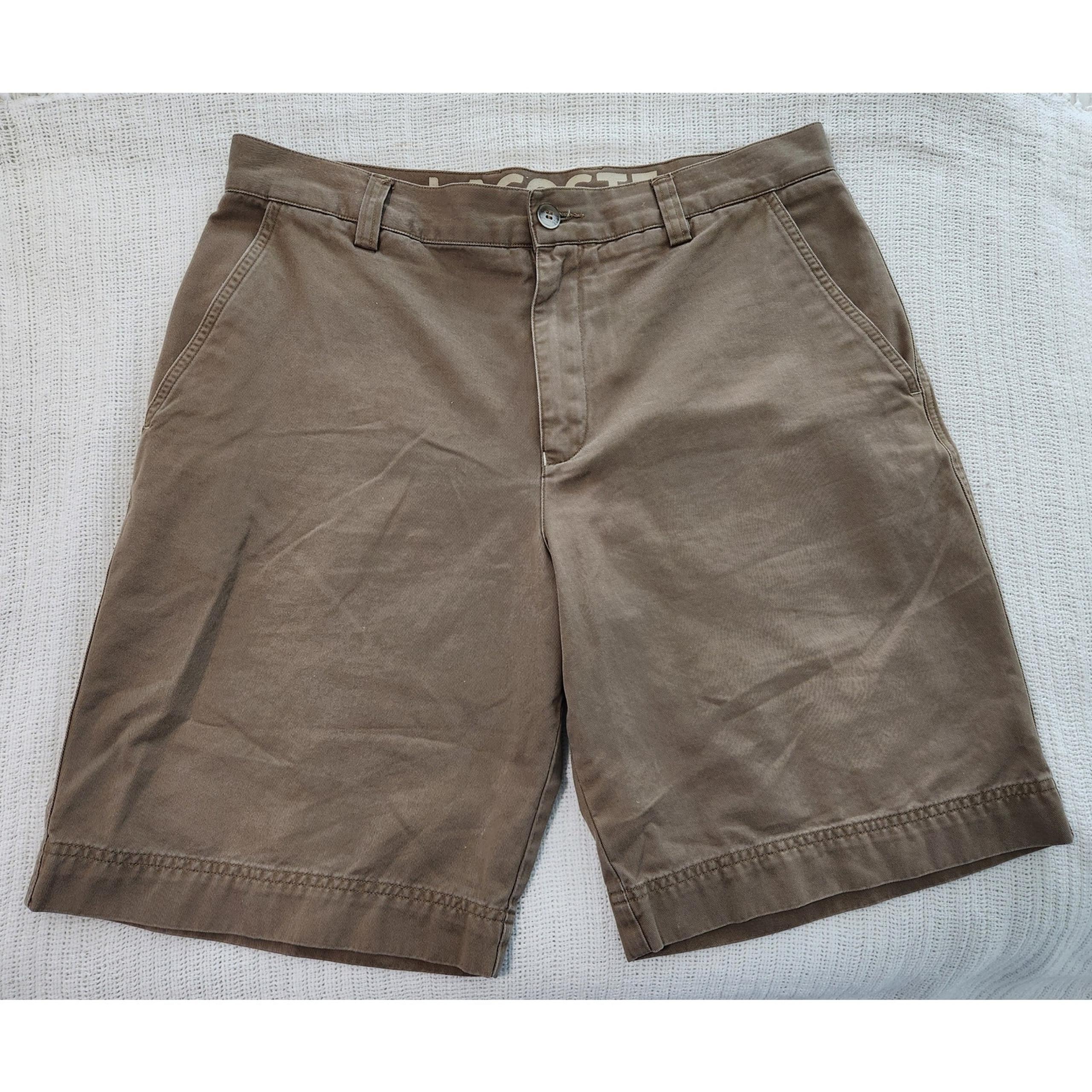 Lacoste Men’s Size 42 (US 33) Dark Khaki Brown Shorts – Classic Flat Front