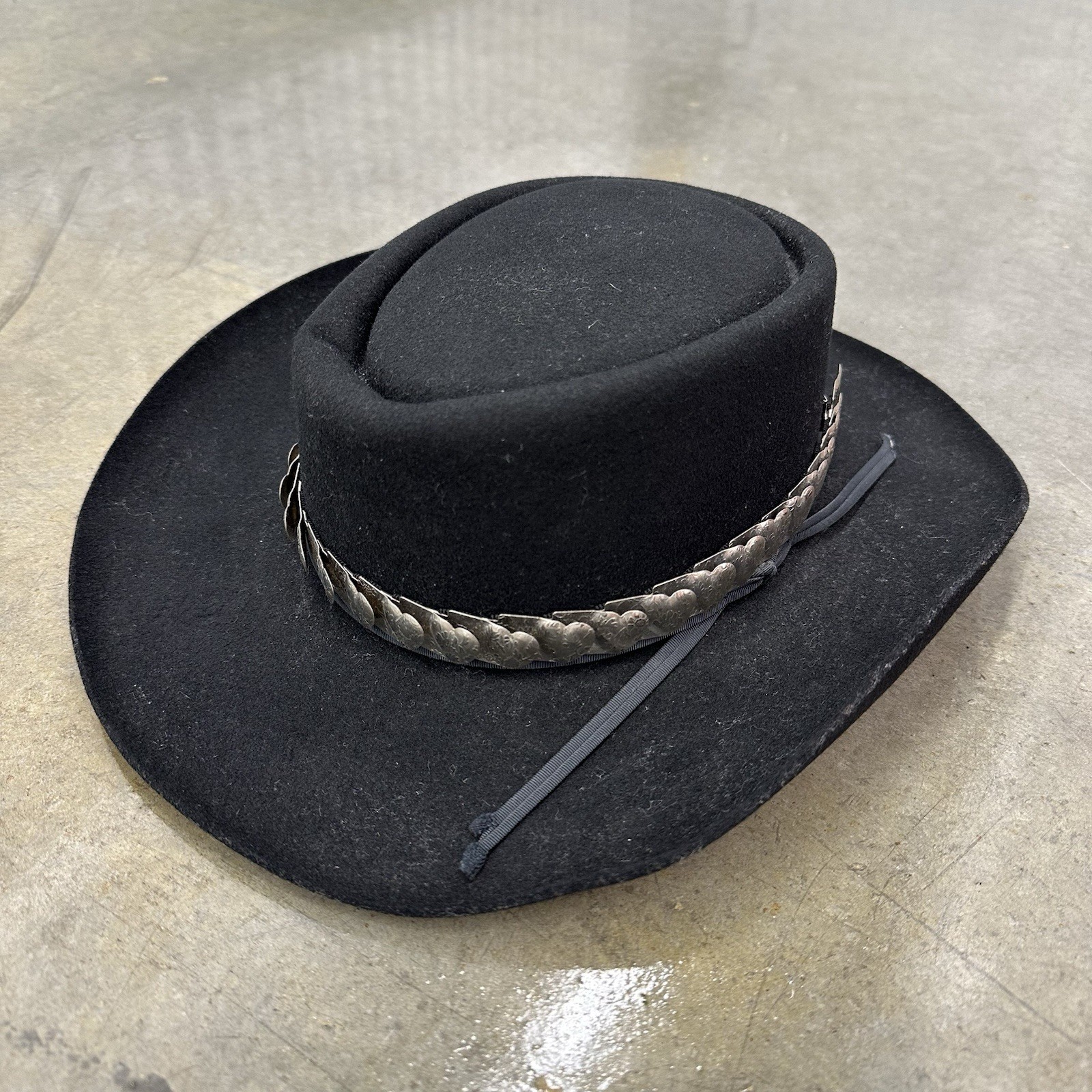 Eddy Hat By Chris Eddy Gambler Cowboys Hat Made In USA Wool Small Silver Heart