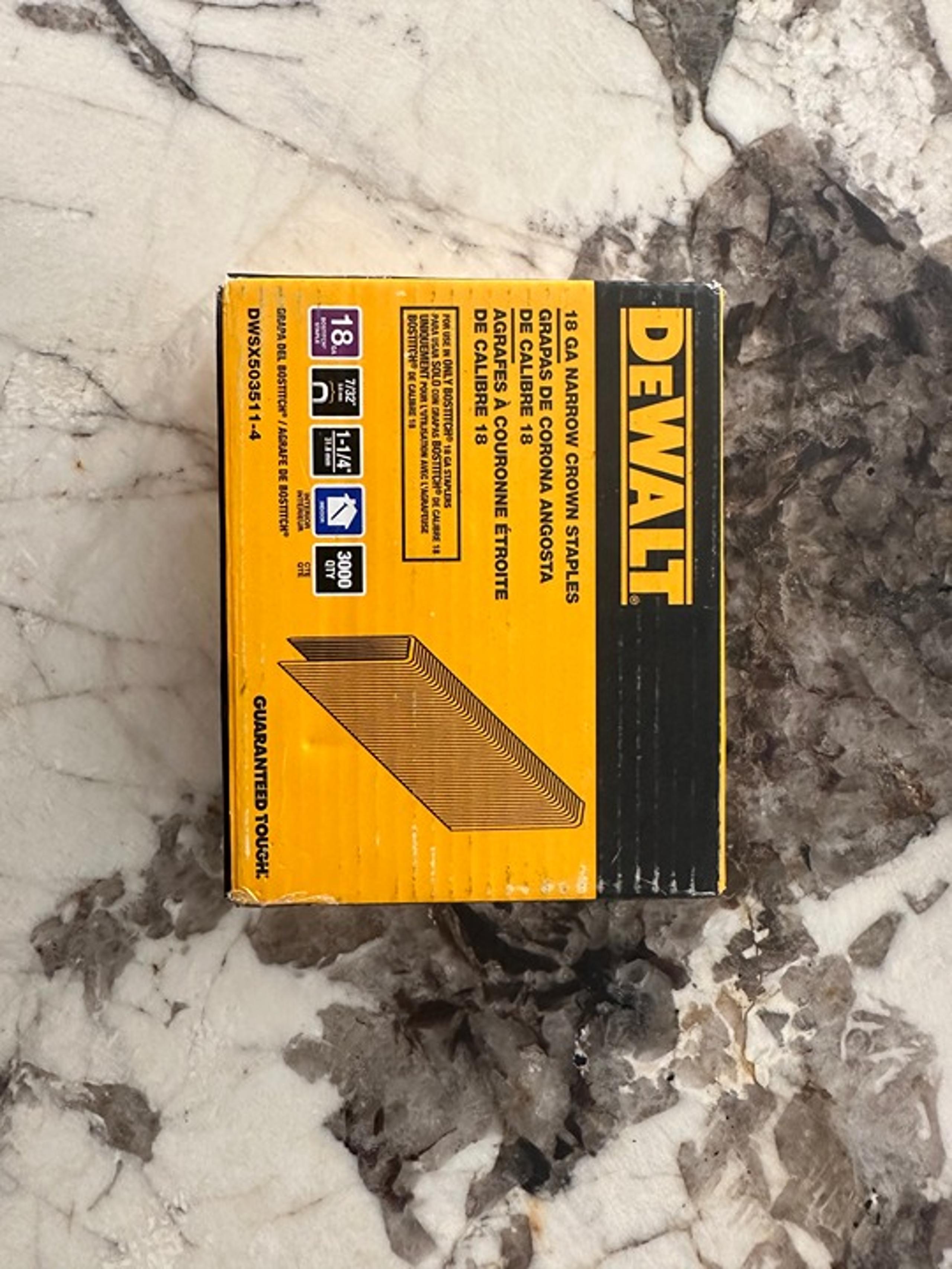 Dewalt Fasten Strong Galvanized Narrow Crown Staples 18 Ga 1” Length 1/4” Crown