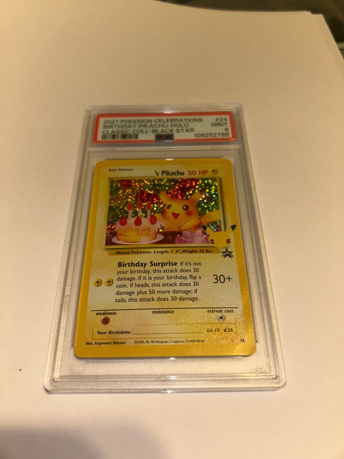 Birthday Pikachu Celebrations PSA 9