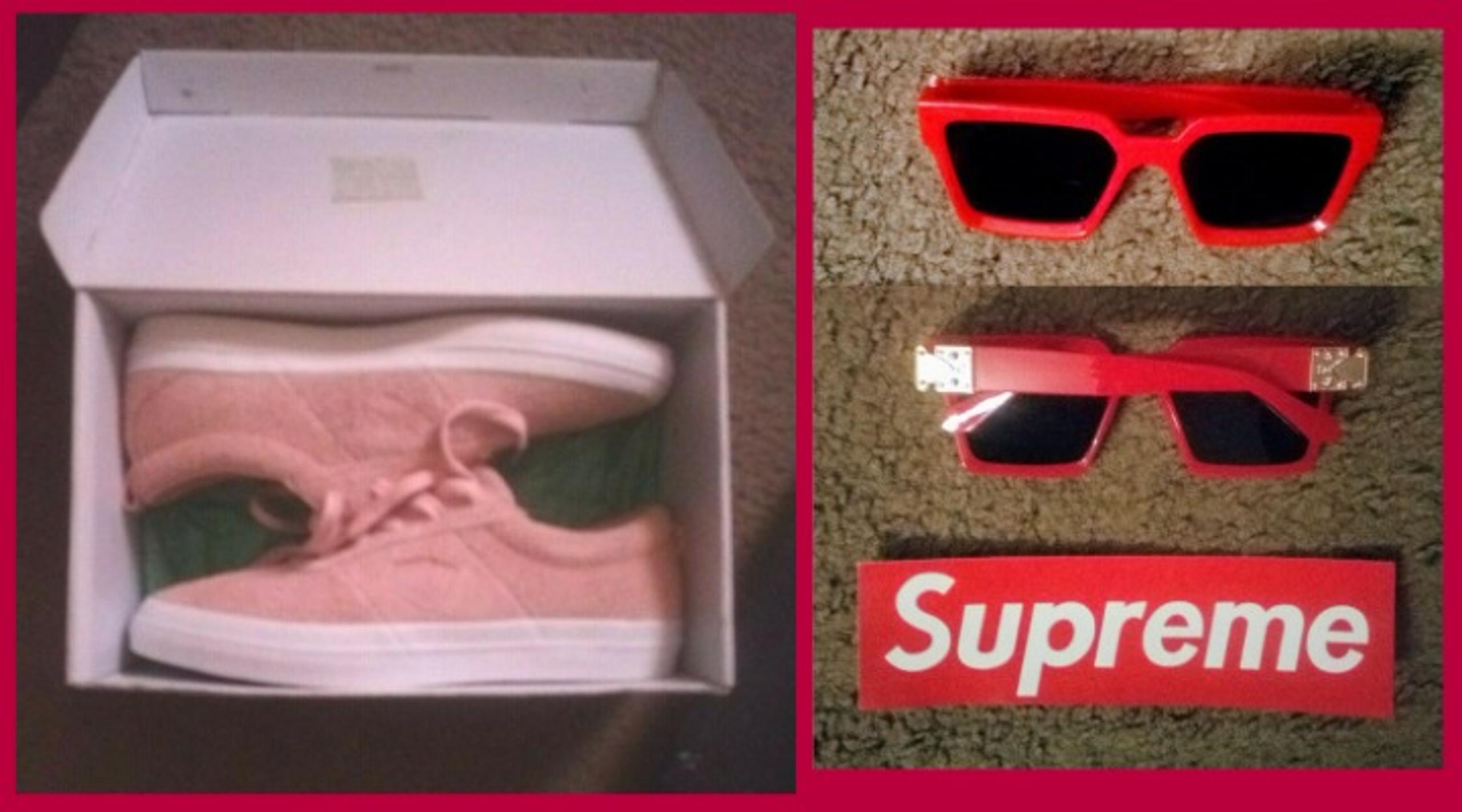 Pink Diamond Supply Co. Icon Designer Shoes Mens 9.5 Womens 11 +Red Sunglasses