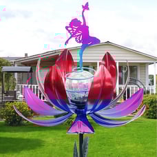 Solar Garden Lotus Stake Light Metal Flower Decoration