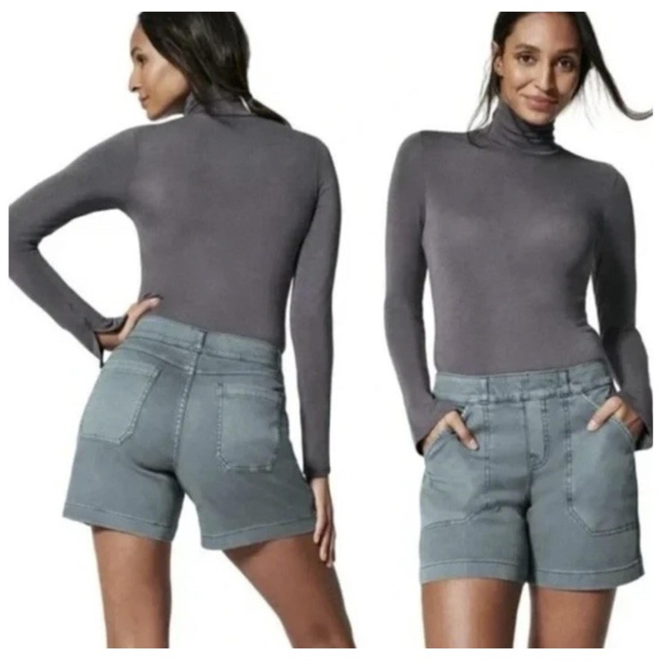 SPANX Twill Stretch Short 6" in Hazy Grey Size Medium Pull On