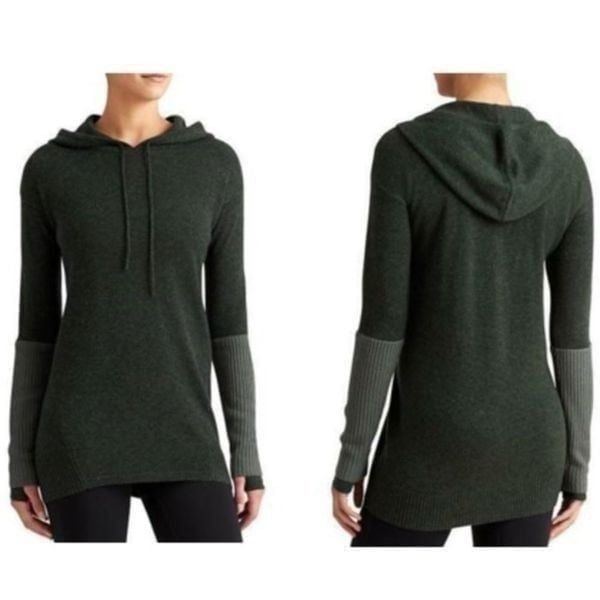 Athleta Nopa Hooded Wool Sweater in Jasper Green