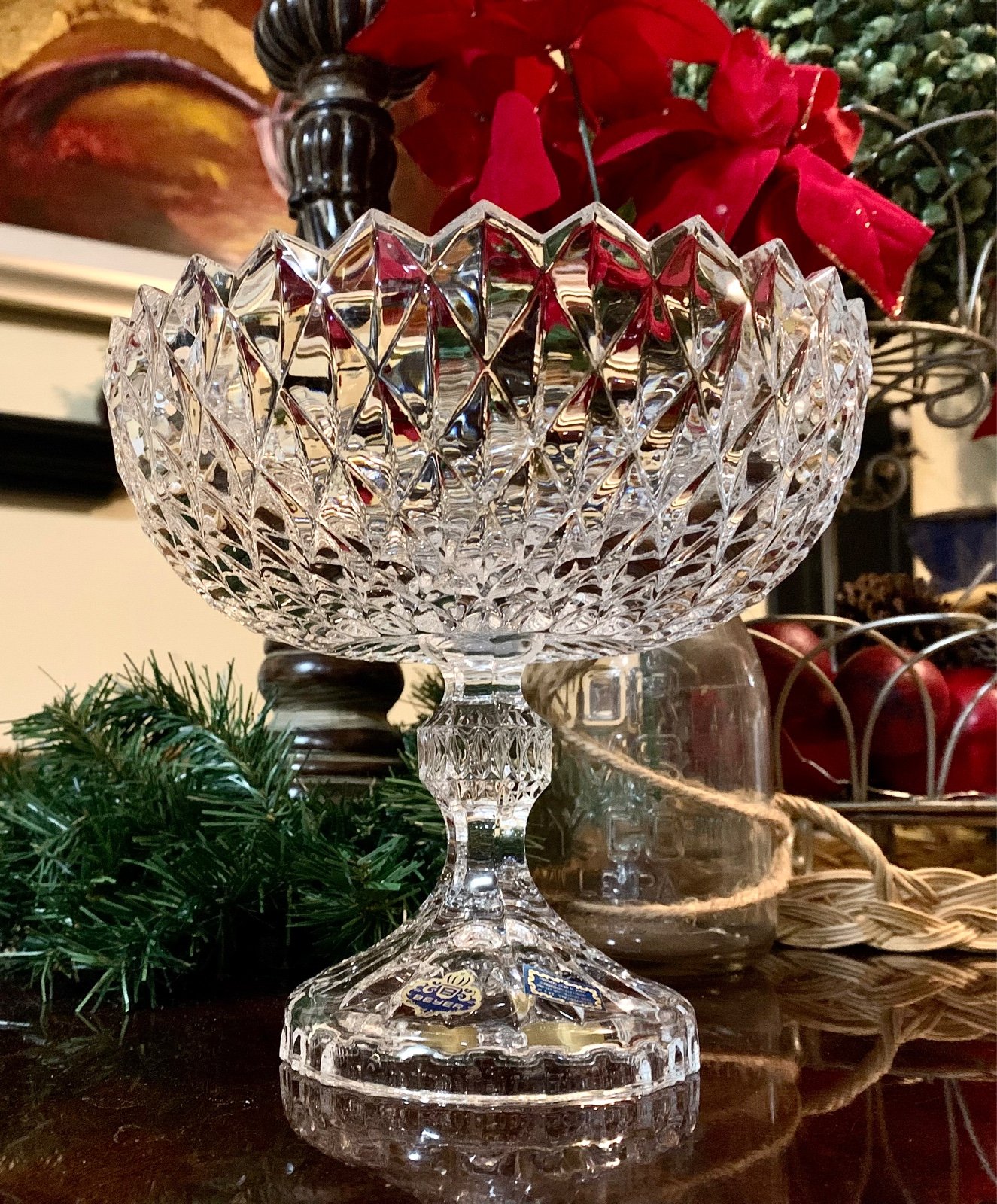 BLEIKRISTALL 24% LEAD CRYSTAL Beyer Apollo Series Compote MADE IN WEST GERMANY