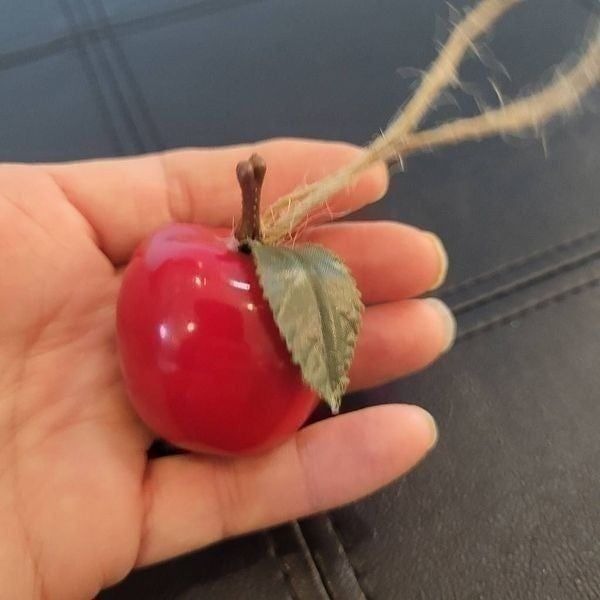 Vintage 2 Shiny Red Apple Ornaments, 30