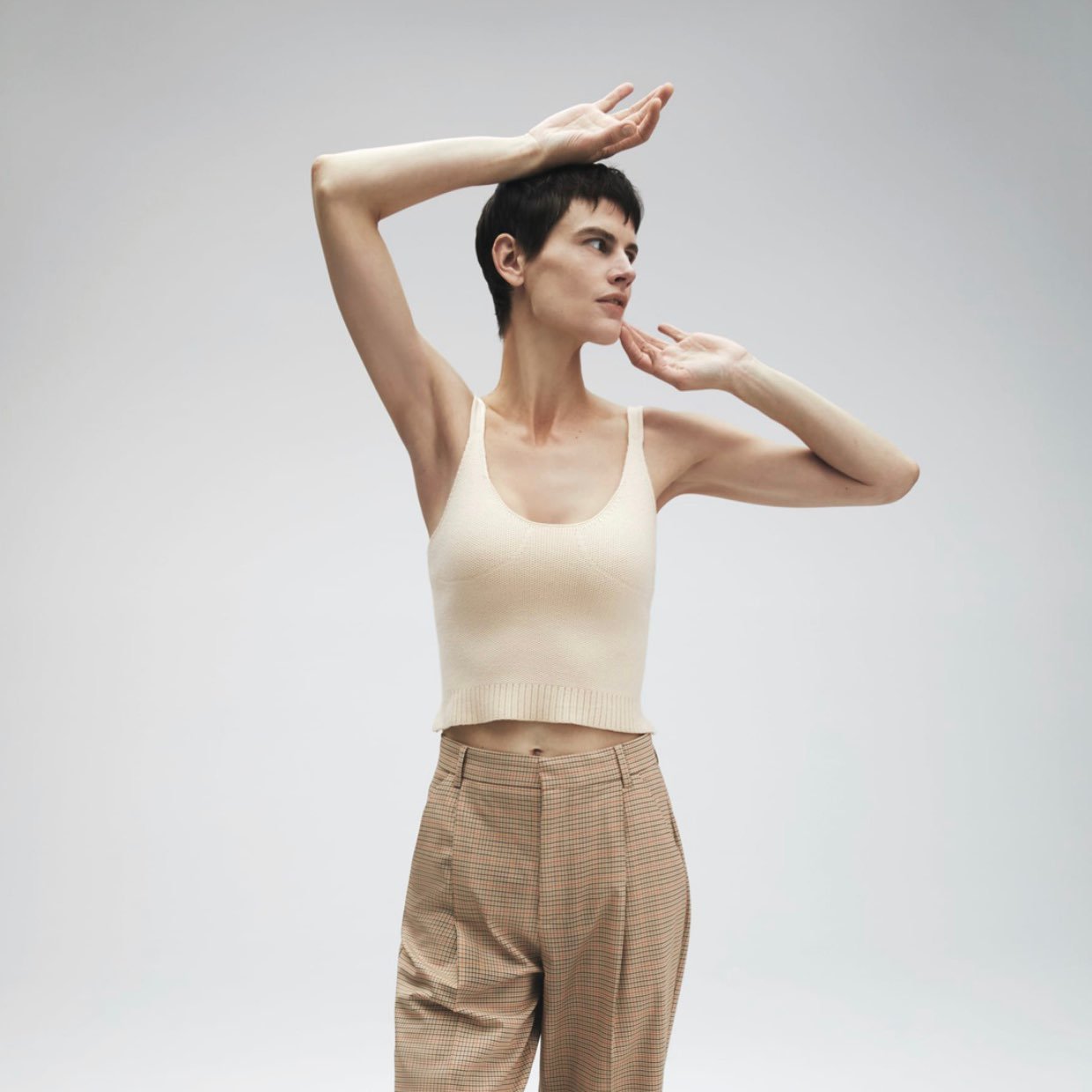 Zara NWT chunky knit bustier tank top in BUTTER CREAM, size S