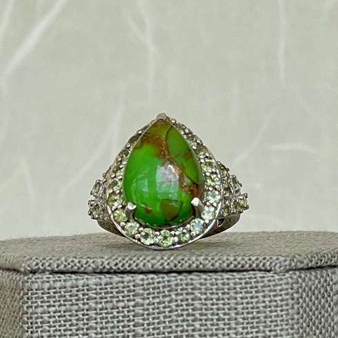 Sterling Silver Mojave Turquoise and Peridot Ring SR-4163