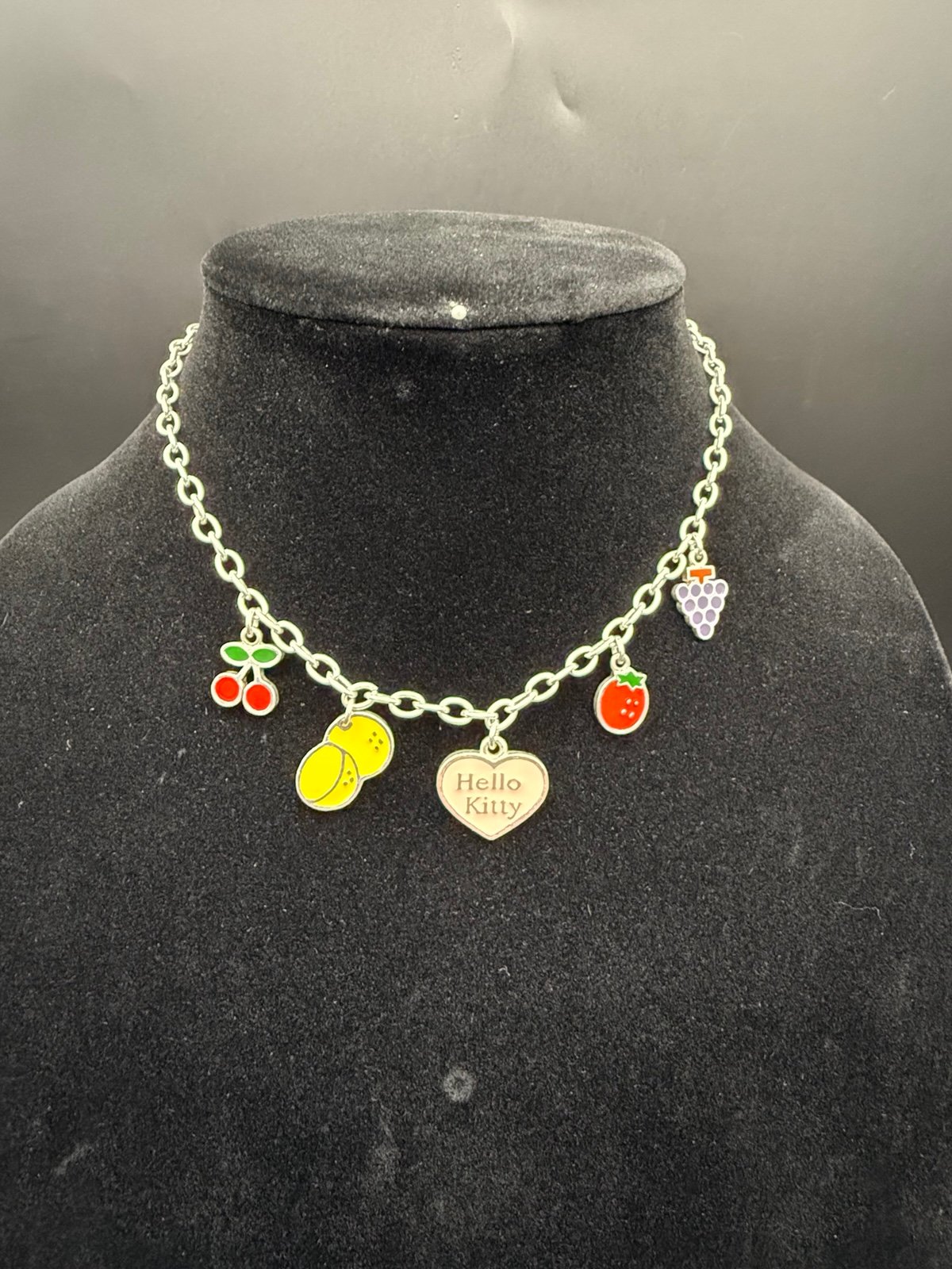 Rare Vintage Sanrio Hello Kitty Charm Necklace 15.5” - 17.5” 90s-00s Silver Tone