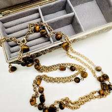 Vintage Tigers Stone Bead Necklace