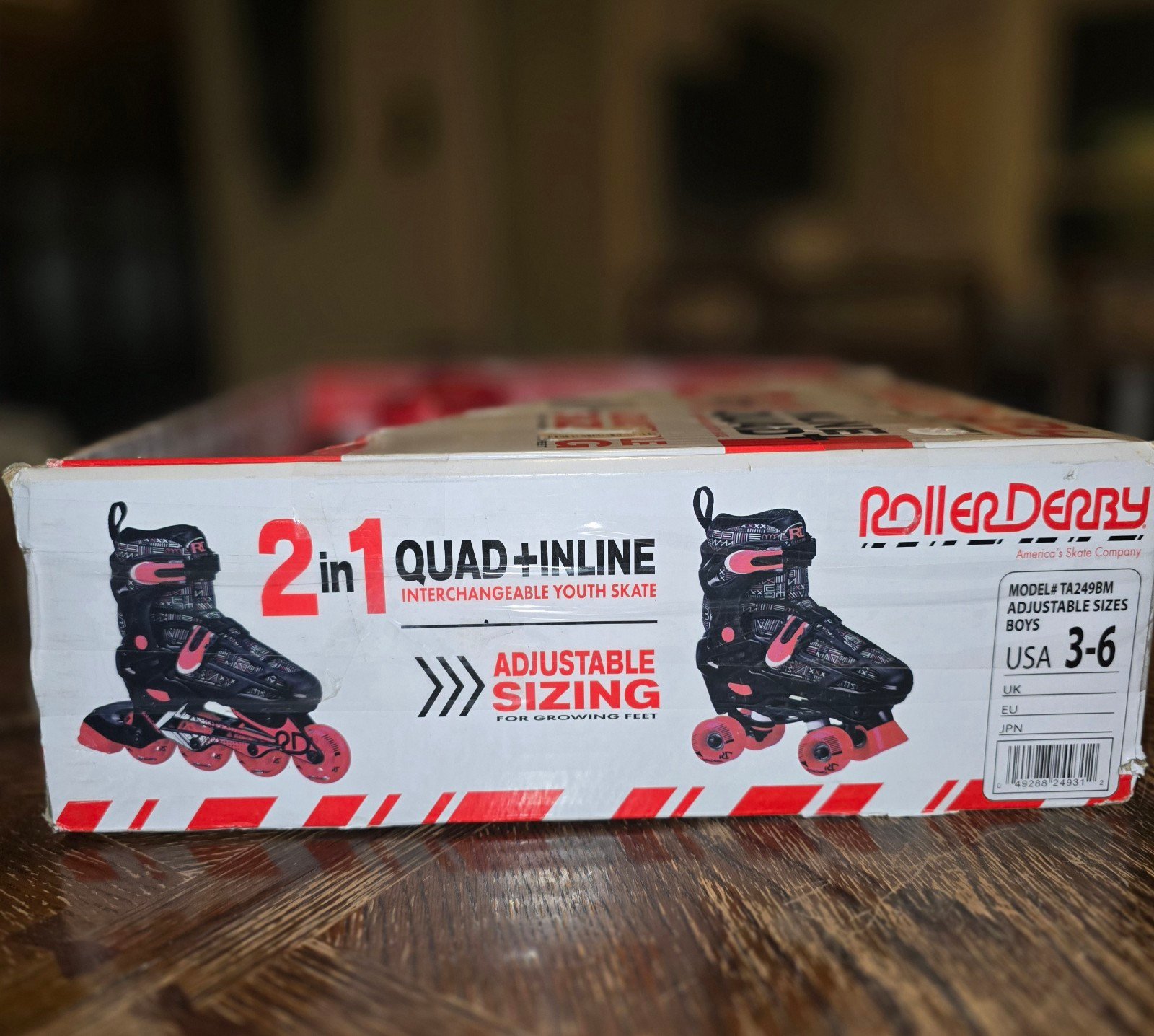 Roller Derby Boys Youth 2 in 1 Inline & Quad Interchangeable Skates Size 3-6