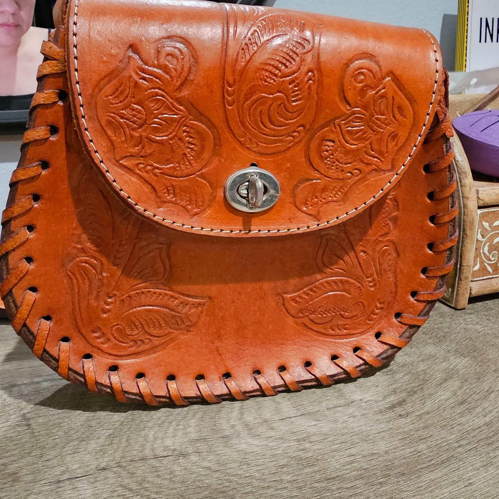 Mexican Goatskin Leather Purse boho chic