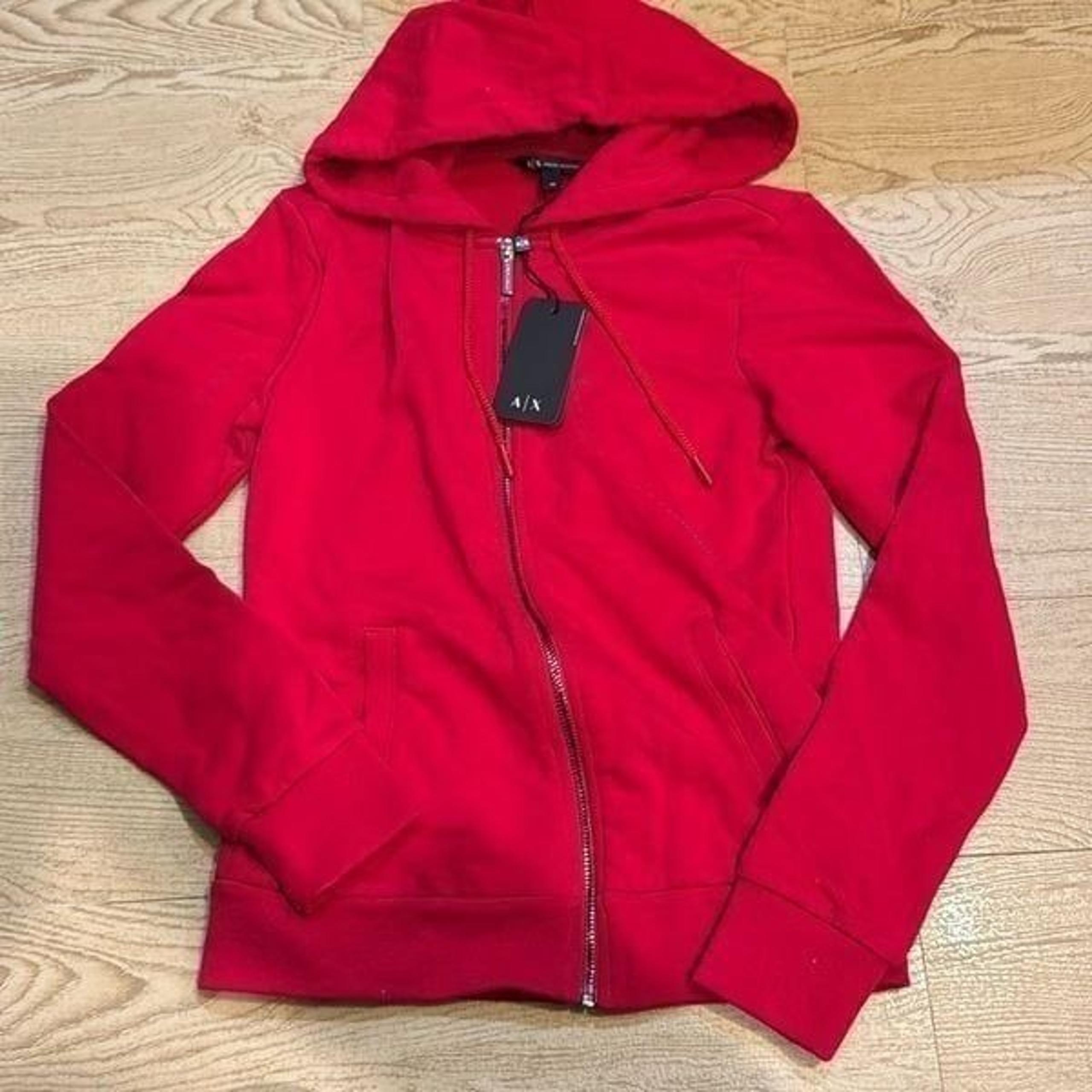 NWT A|X Armani Exchange Women's Zip Up Hooded Sweatshirt, Red, XS