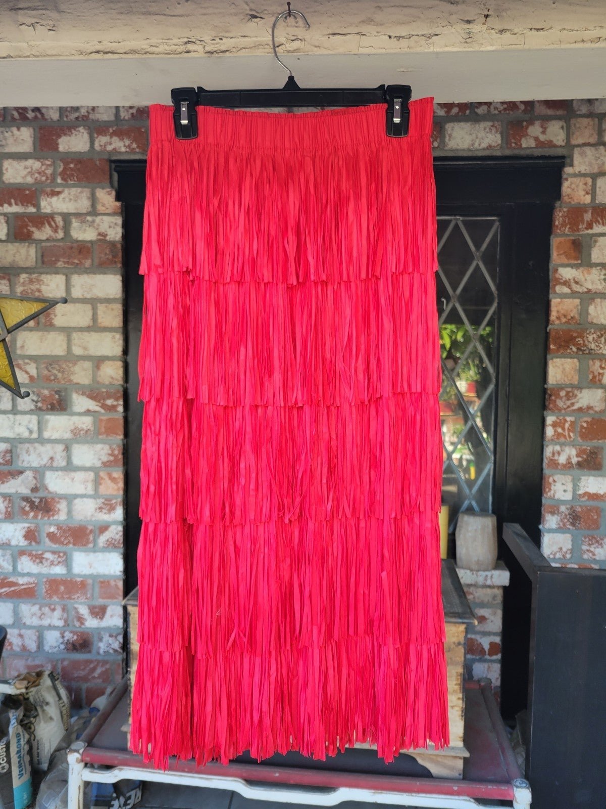red maxi tassel skirt size M/L