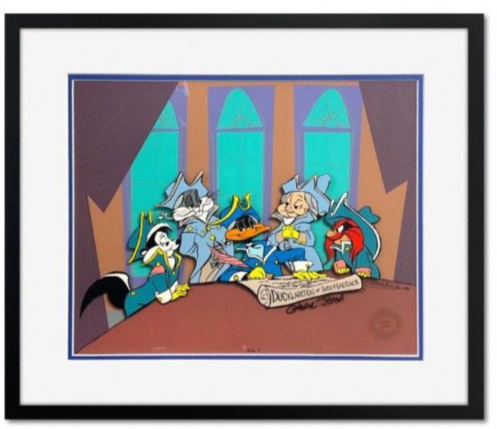 Chuck Jones Ducklaration of Independence Framed Numbered Sericel Hand Signed