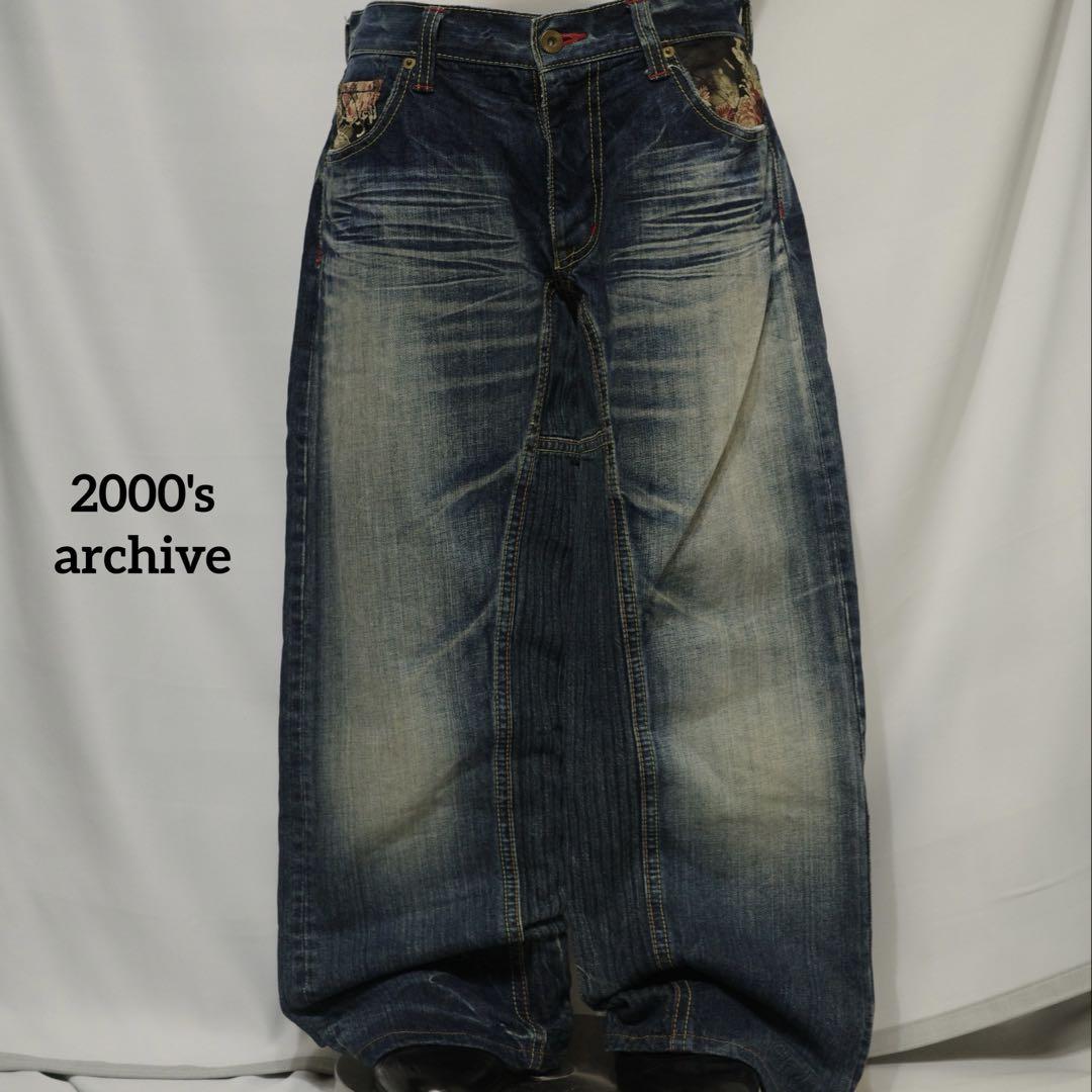 100%正規品 2000s style) (Y2K pants denim grunge archive パンツ