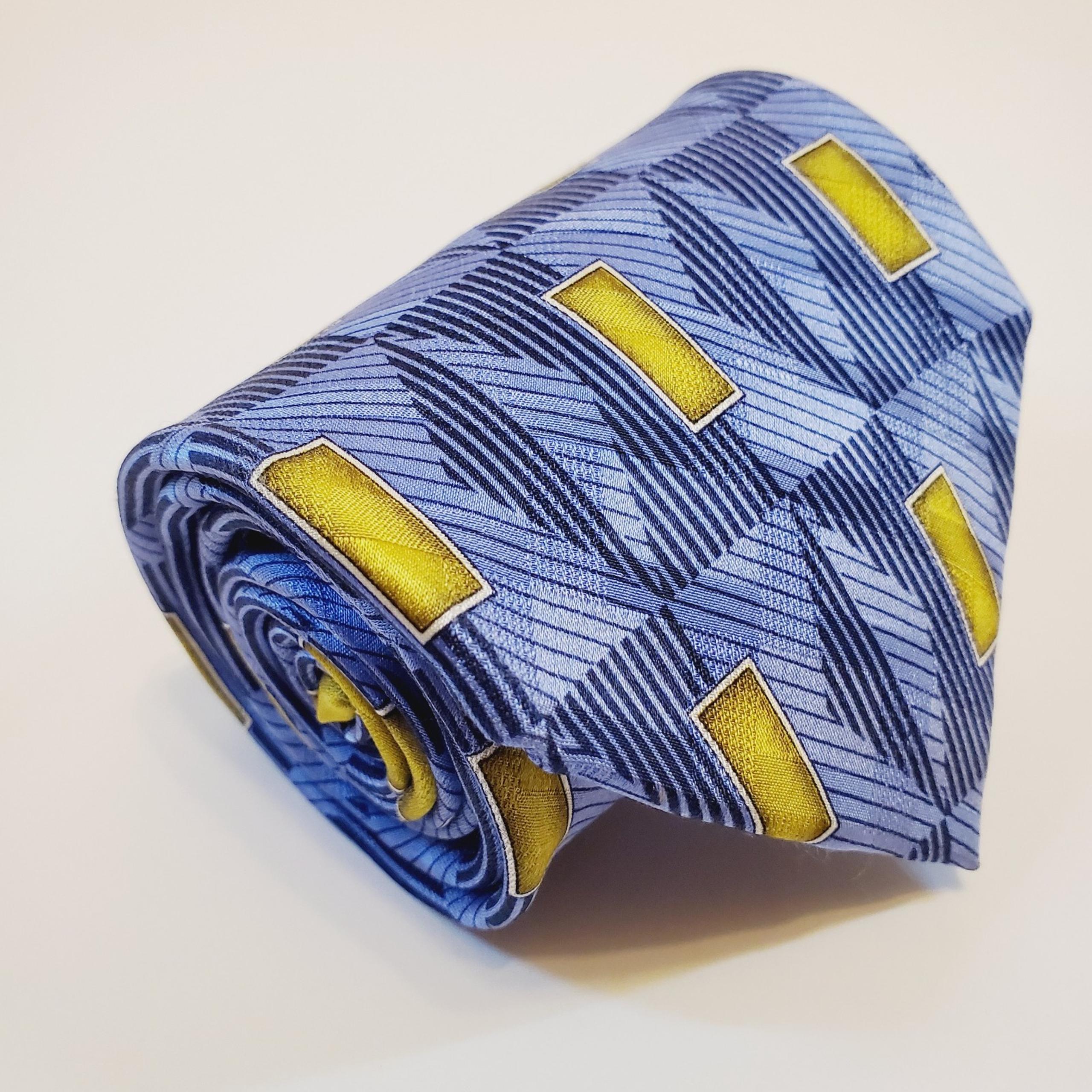 Z Inc Necktie 
Blue Geometric Pattern 
Men's Silk Neck Tie 
60x3.5"