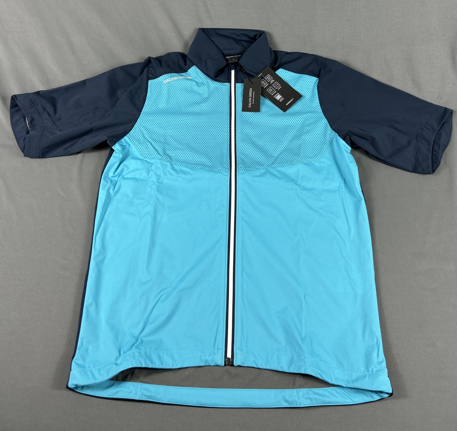 Galvin Green Golf Jacket Rain Wind Livingston SS Medium Aqua Navy NWT MSRP 249