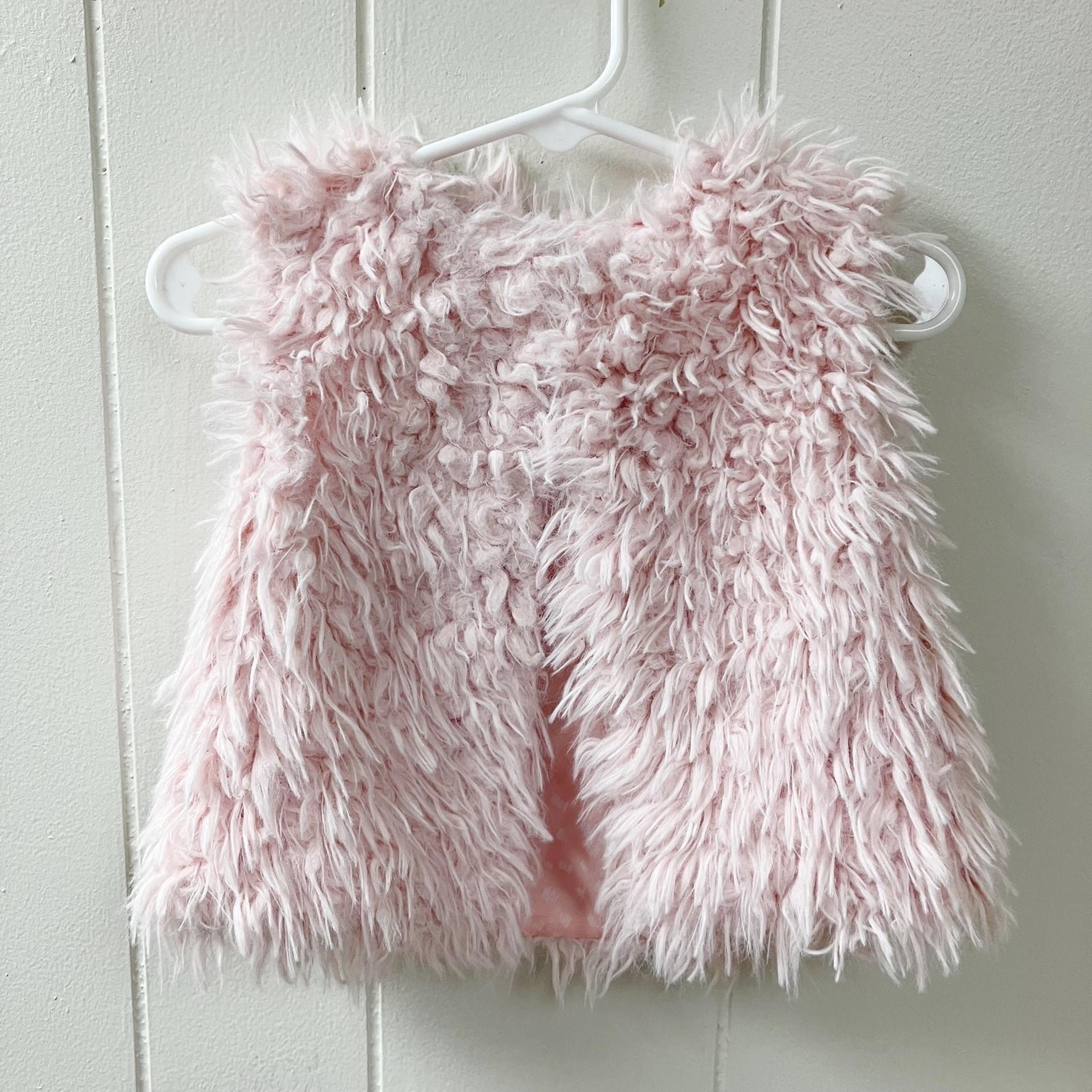 GENUINE KIDS OSHKOSH Girl’s Vest Faux Fur Pink Shag Lined SIZE 12M-18M