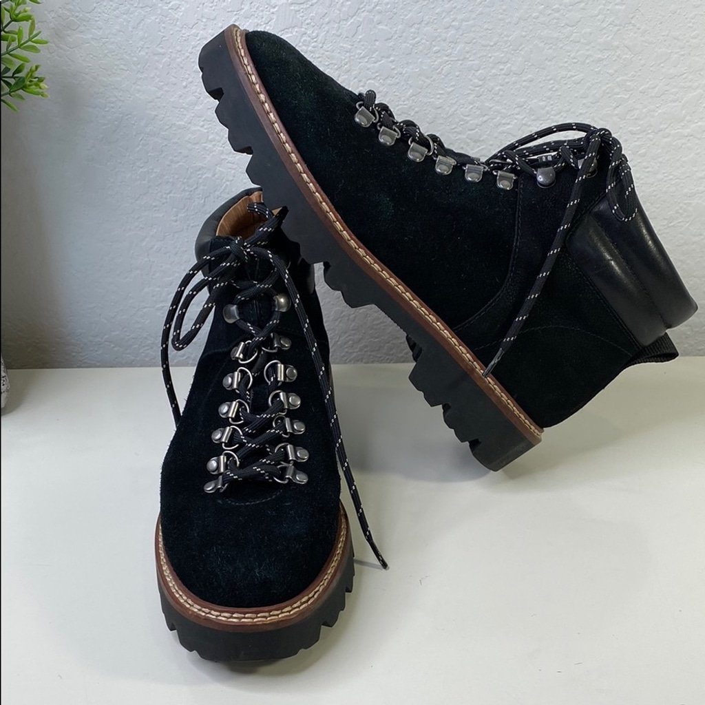 Madewell Citywalk Lugsole Hiker Boots True Black Suede/Leather/Nubuck Size 7
