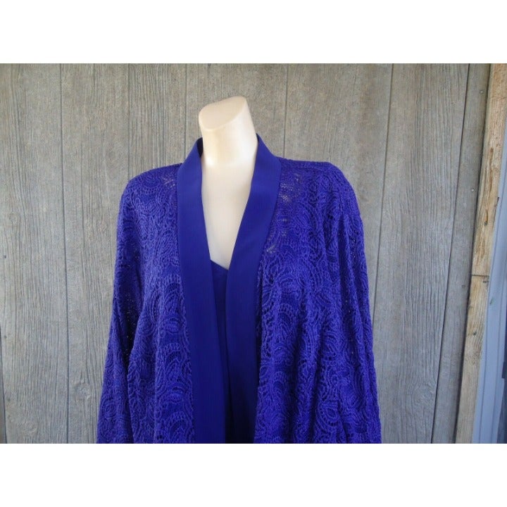 Alex Evenings 2 Pc Twinset Party Lace Jacket Tank Plus Size 3X Violet 159 Set