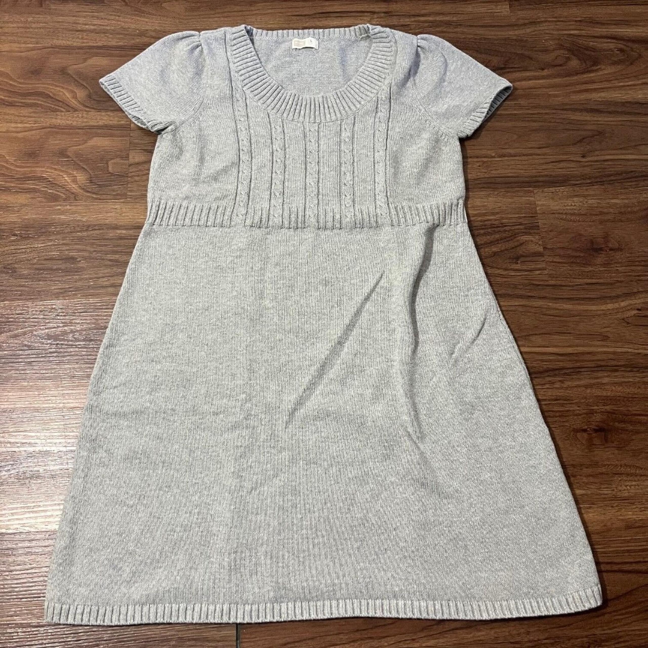 Old Navy Black Maternity Dress Short Sleeve Knee Length Round Neck Womens L Gray