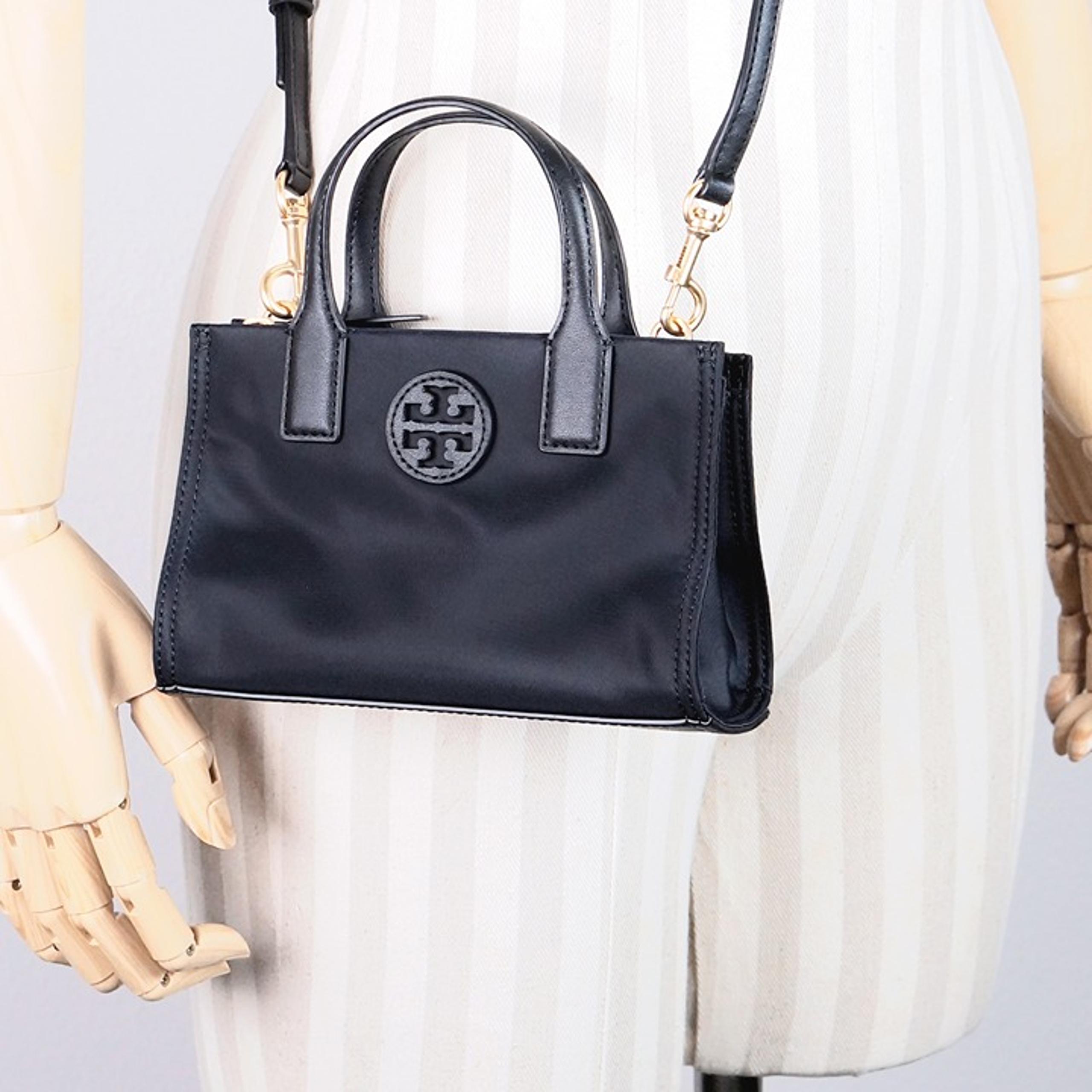 Latest Tory Burch ELLA Black Nylon Mini Tote Crossbody Bag 146437