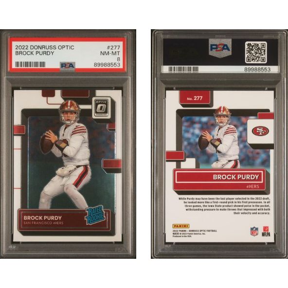 Brock Purdy 2022 Donruss Optic Rated Rookie RC #277 PSA 8 NM 49ers