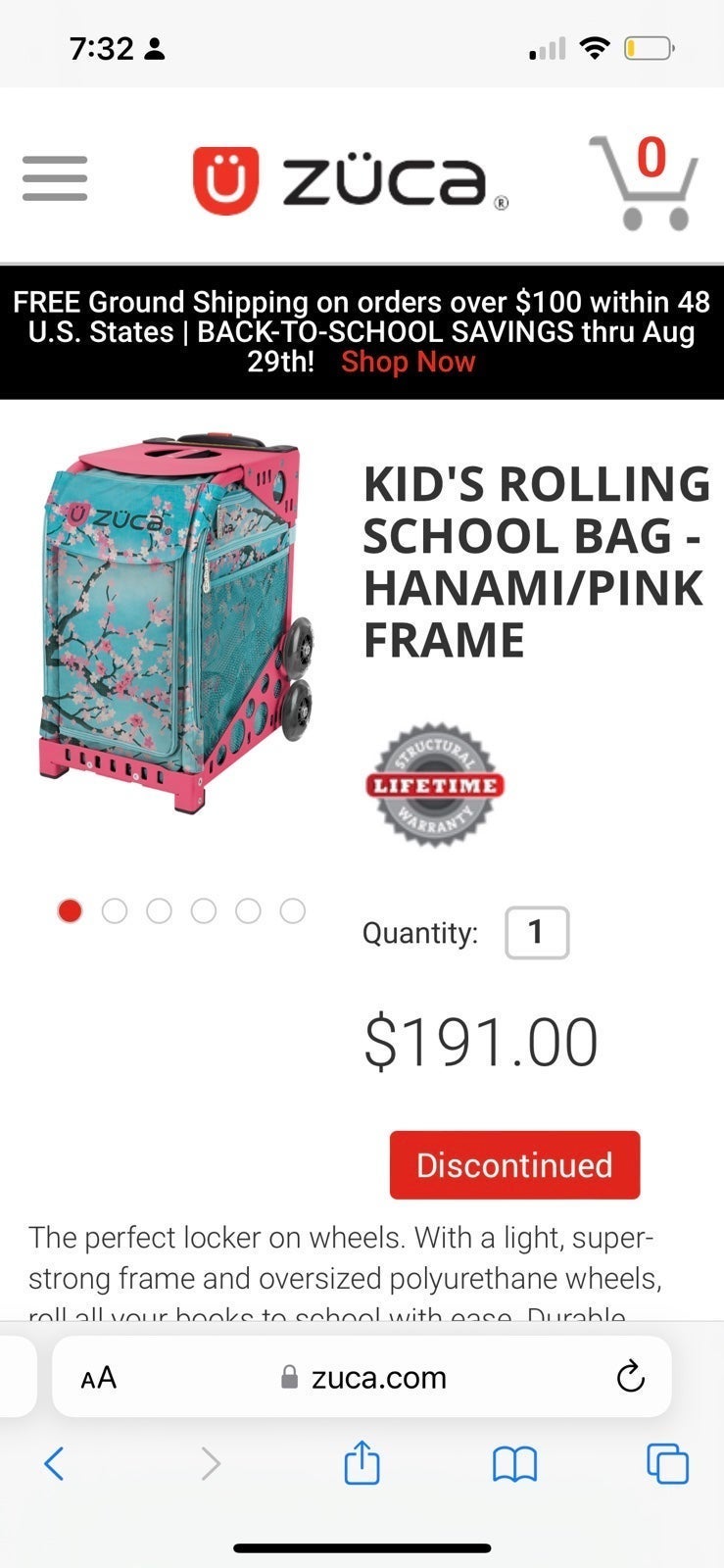 ZÜCA Hanami Cherry Blossom Flower Japanese Roller Backpack Discontinued ZUCA
