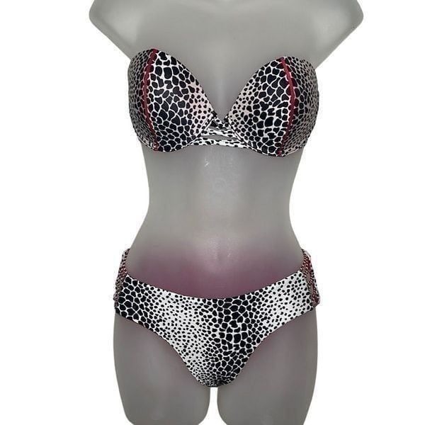 Beach Bunny Girl on Fire Bikini Set Animal Cheetah Print Bandeau S NWT