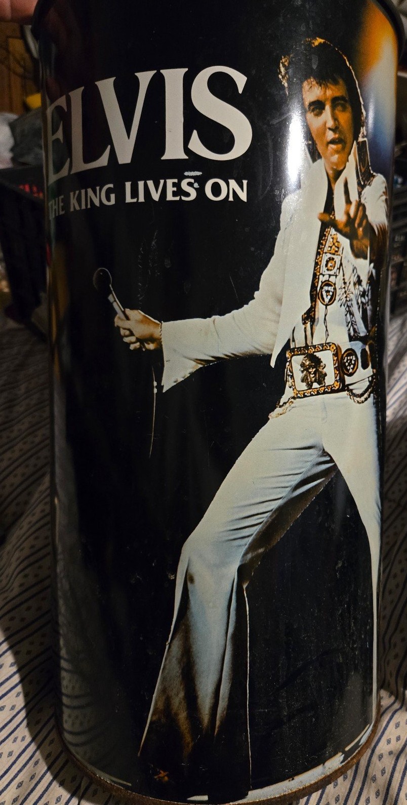 Vintage 1977 Elvis Presley trash can