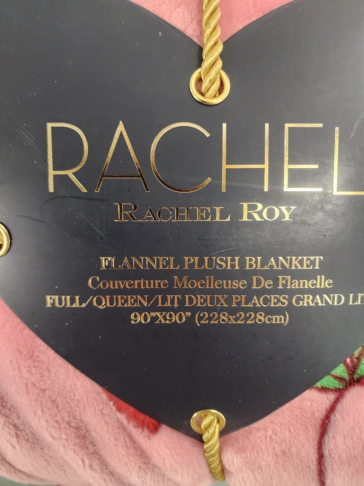 Rachel Roy Valentines FULL Plush Strawberry Hearts Blanket
