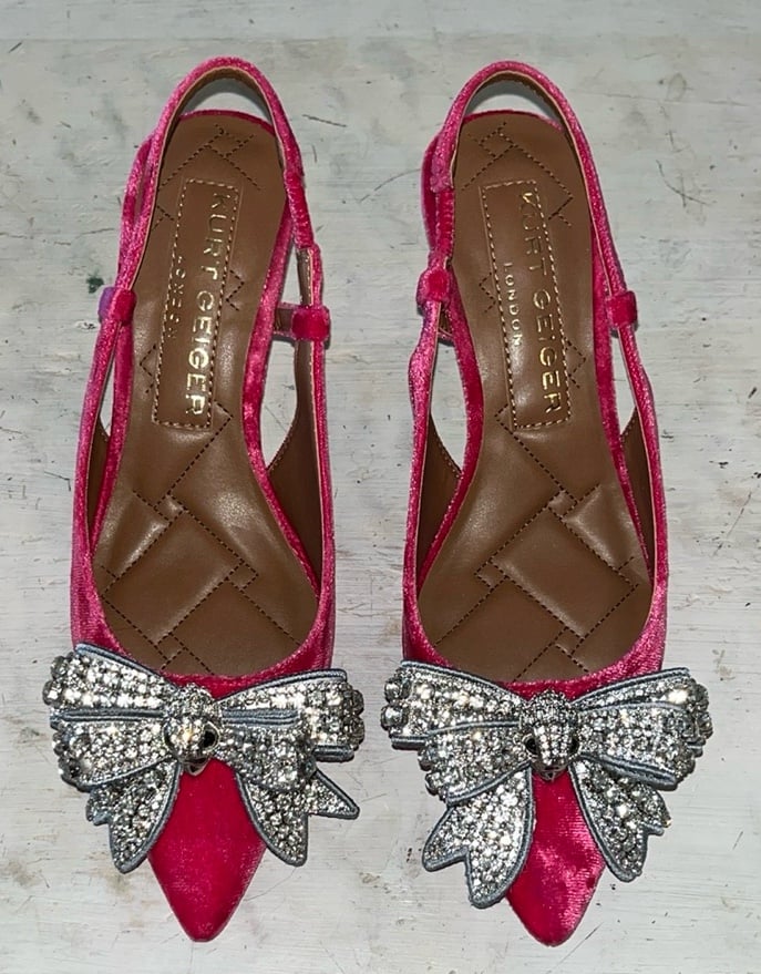KURT GEIGER LONDON Belgravia Court Bow Embellished Slingback Pumps | size 36/6