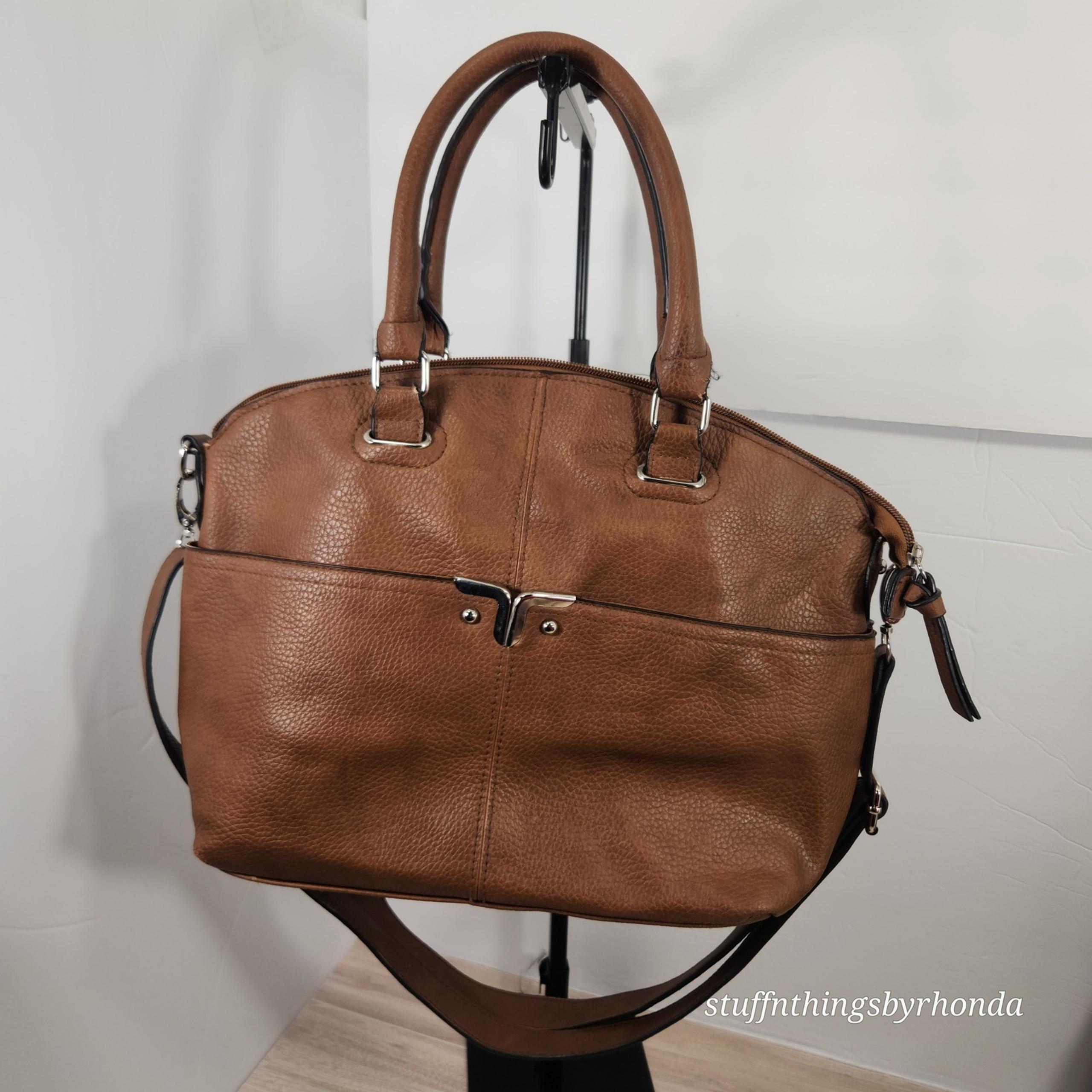 Bueno Brown Faux Leather Satchel Crossbody Bag Dome Purse Everyday