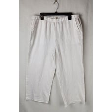 Eileen Fisher organic linen, cotton, stripped elastic-waist pant women's LG