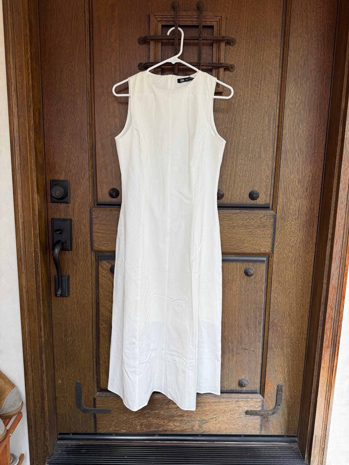 Zara White Asymmetrical Sheath Maxi Dress size L