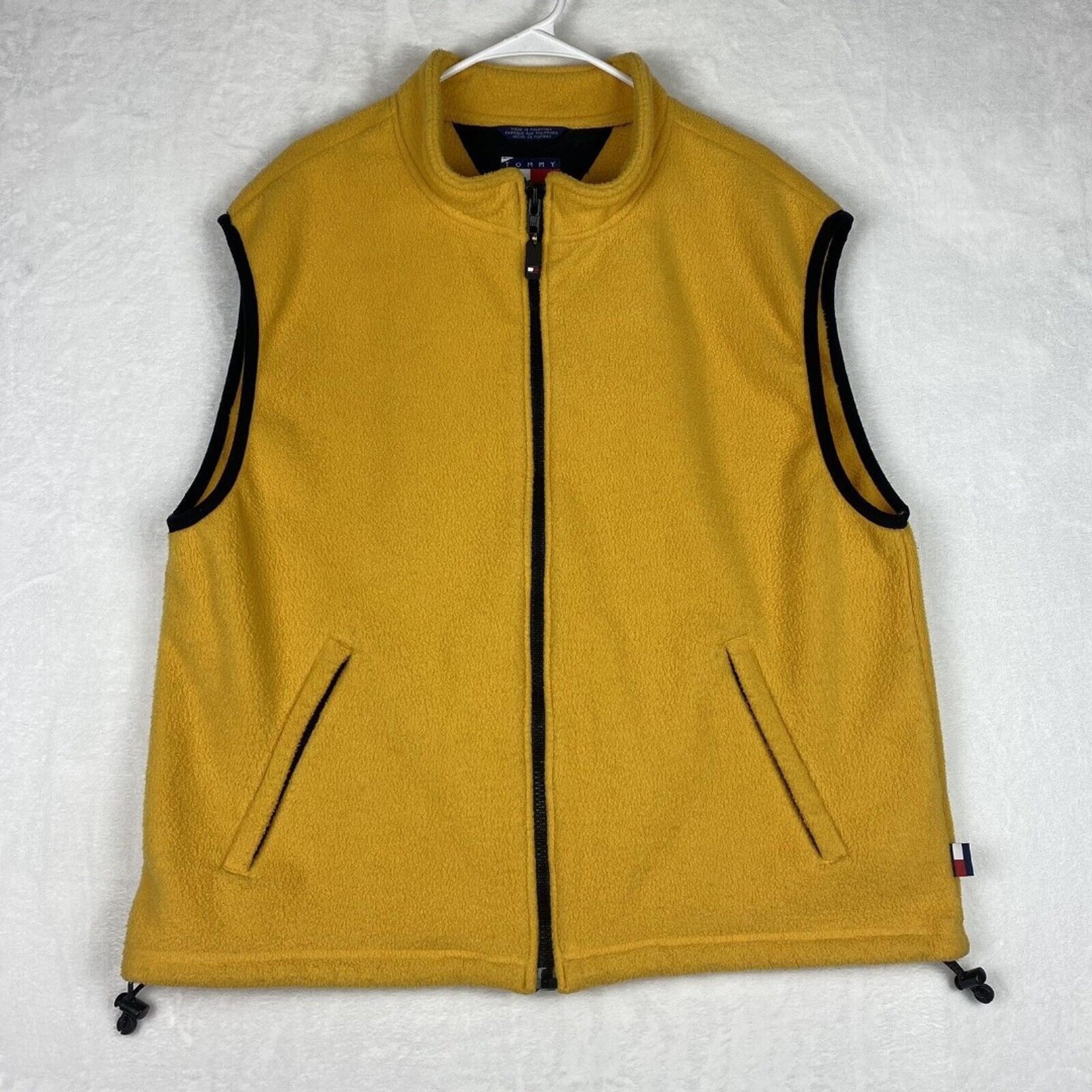 Tommy Hilfiger Vest Jacket Mens Size XXL 2XL Yellow Fleece Pockets Casual