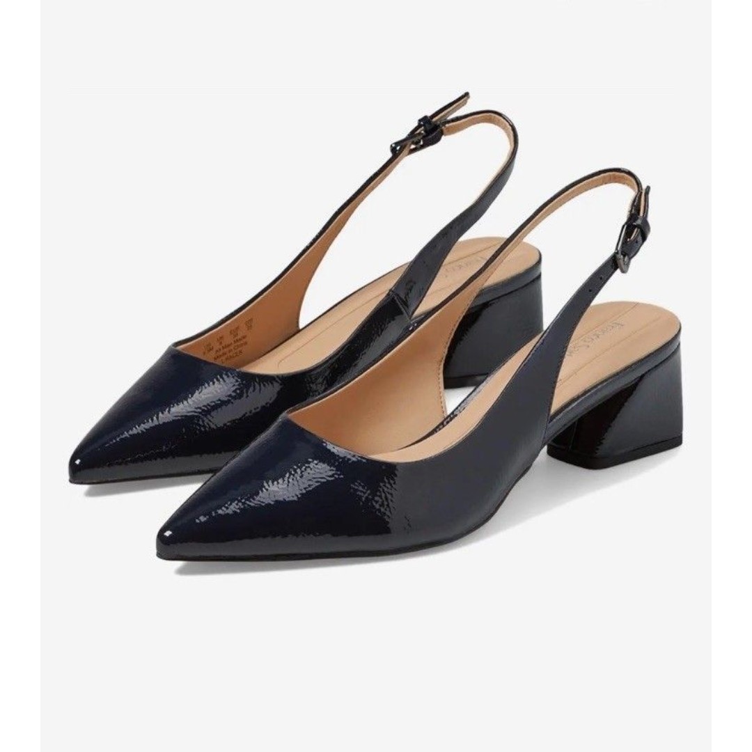 Franco Sarto Racer Pointed Toe Sling Back Heels Comfort Black Size 10 Wide NWOB