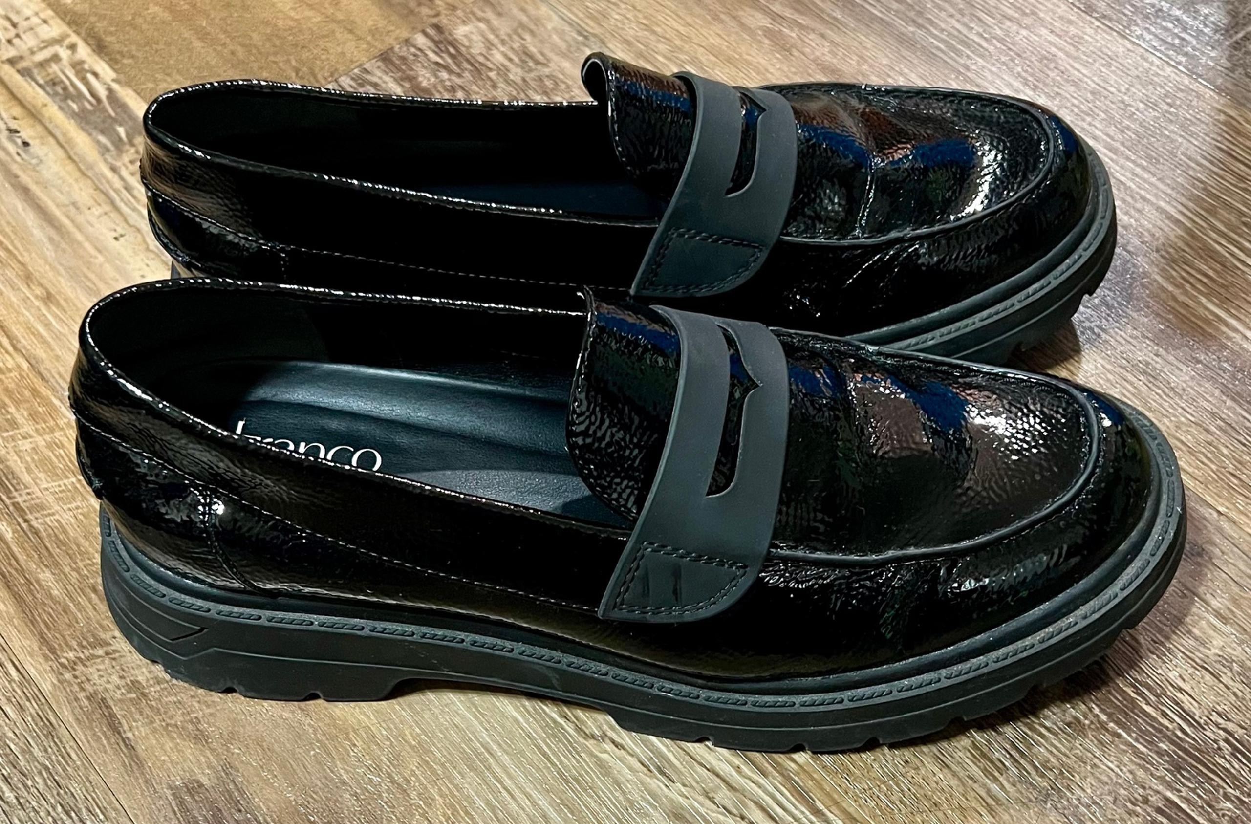 Franco Sarto Ranon Platform Penny Loafers Black Sz 9.5 EUC! Slip On Oxford