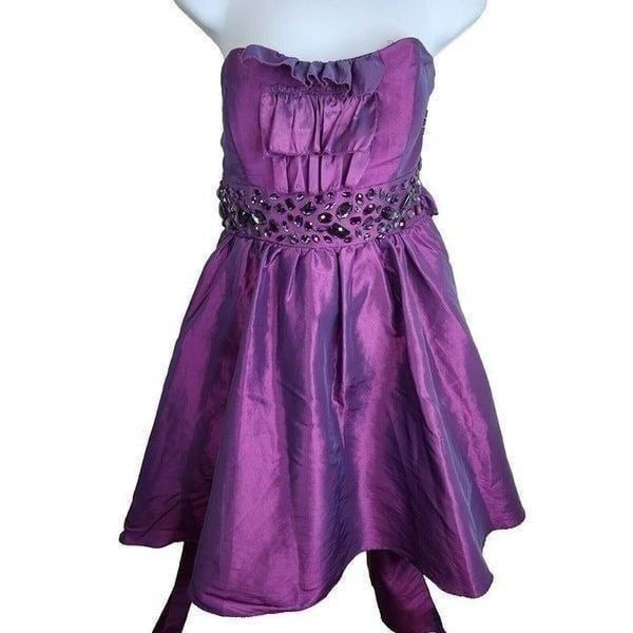 Vintage 1980s Roberta M Purple Lamè Prom Party Dress Mini Big Bow