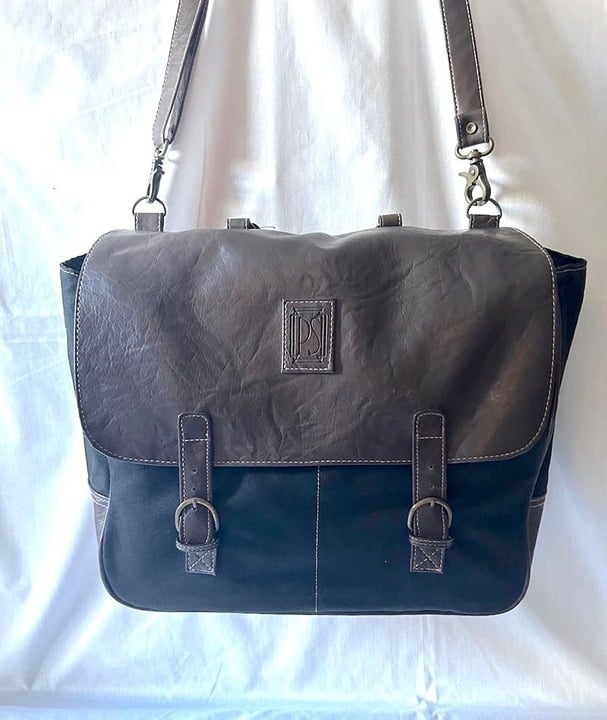 Bag Briefcase Paul Sebastian Leather Canvas travel - weekend bag.