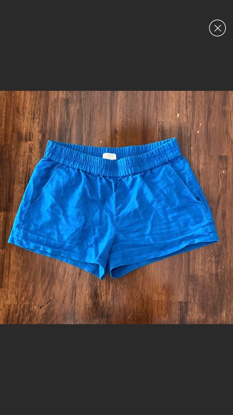 J. Crew Bright Blue Linen Cotton Blend Shorts EUC