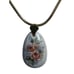 Vintage Hand Painted Oval Porcelain Floral Scene Pendant Necklace