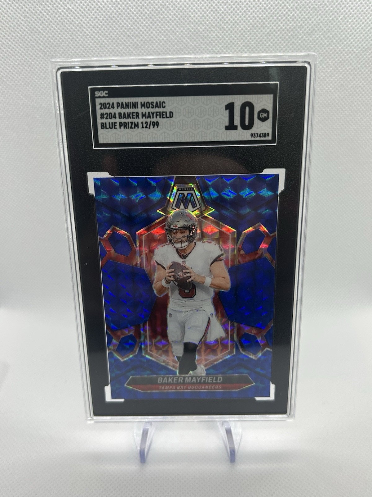 2024 Panini Mosaic - Blue Prizm #204 Baker Mayfield /99 SGC Gem Mint 10 Bucs