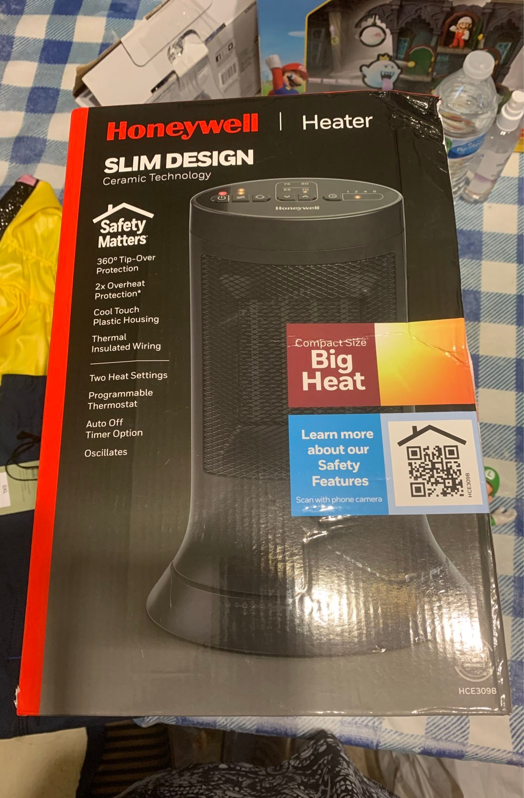Honeywell Digital Ceramic Compact Tower Heater Black Desk