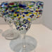 Hand blown Mexican Confetti Rock Margarita Glasses 16 Oz Set of 4