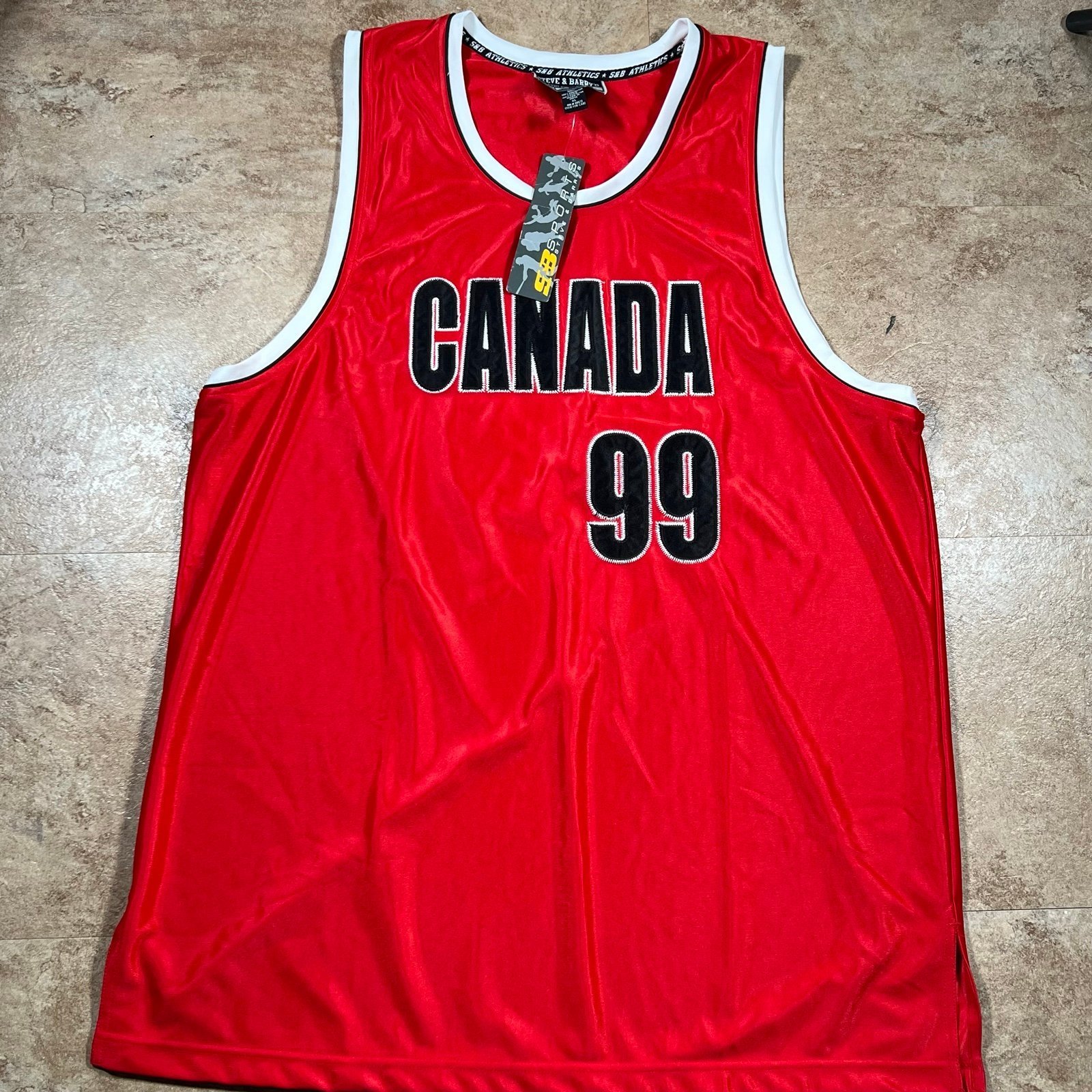 Vintage Steve & Barry's Team Canada Basketball Jersey Red Button Mens Size XL