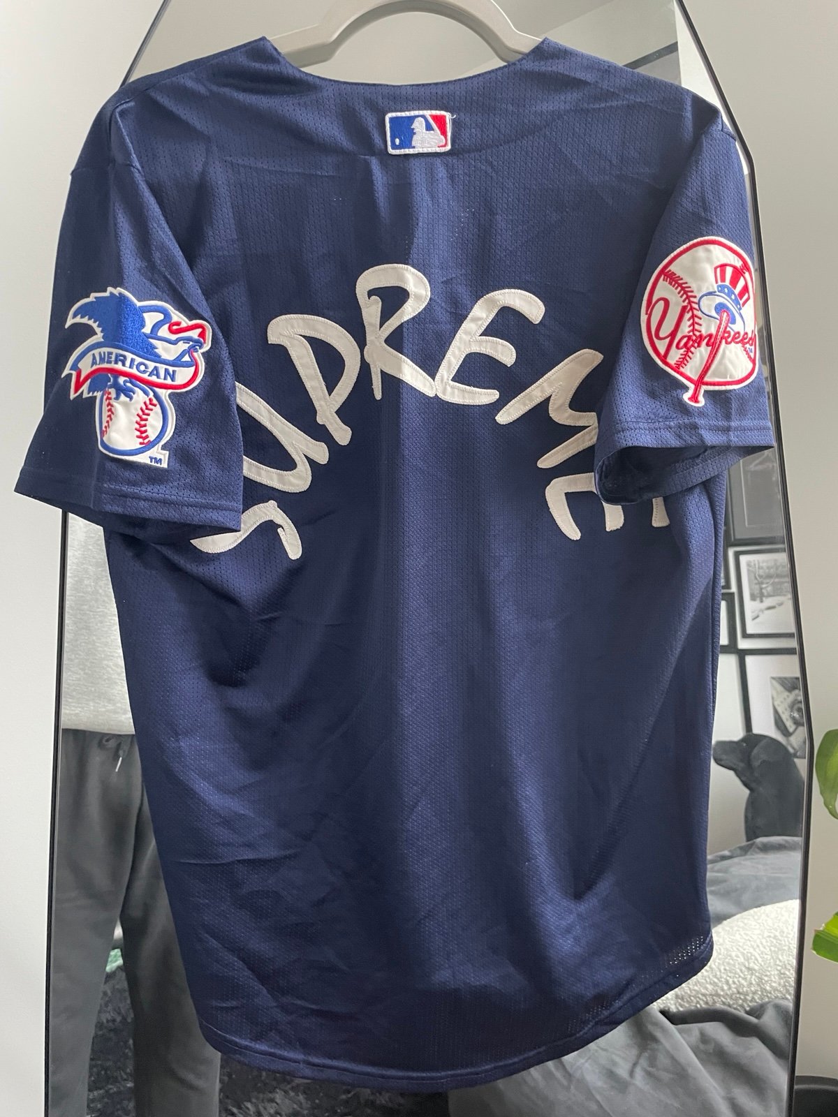 Supreme x Yankees Baseball Jersey Blue SS15 - SKU (SS15KN3 Blue)- Mens Size L